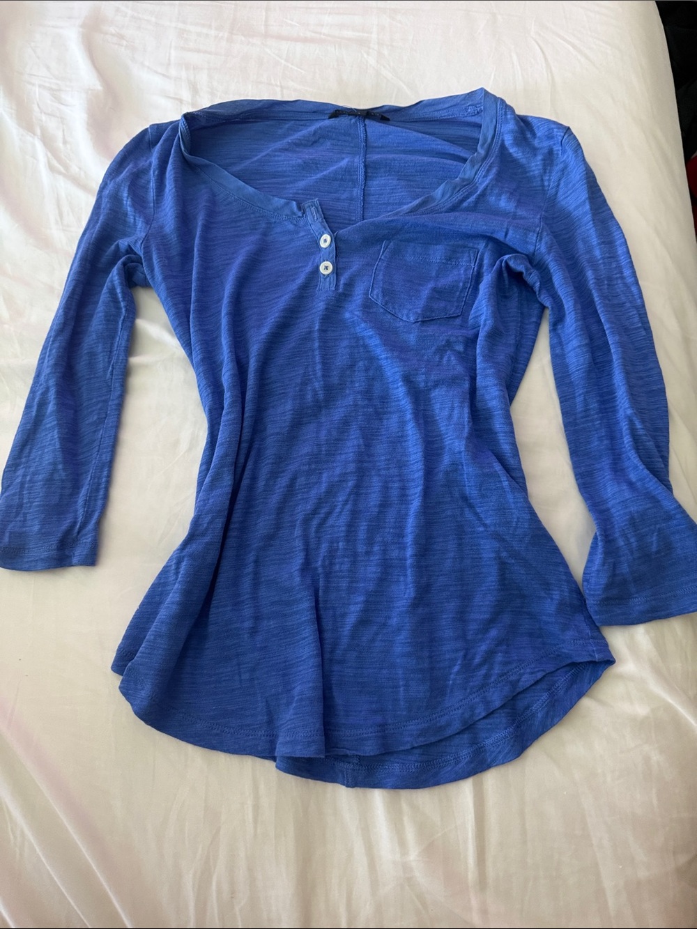 Banana Republic Royal Blue Women's Long-Sleeve Henley Top